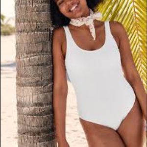 Aerie white ribbed one piece bathing suit NWT